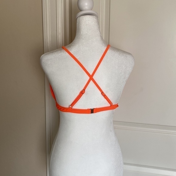 CUPSHE Bikini Cheeky Bottom ruffle top Swim Suit Beach pool summer Orange Sz M - Picture 3 of 8